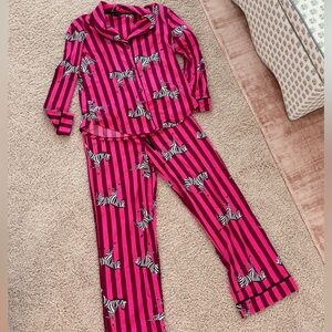 Pink Zebra Striped Kids Pajamas